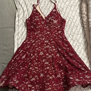 My Michelle Burgundy Lace Backless Dress